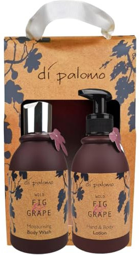 Di Palomo Vegan Wild Fig & Grape Bath & Body Collection. Body Wash & Body Lotion. Moisturising Skin Care Gift Set. Relaxing Gifts for Her. Pamper Gifts for Women. Vegan Luxury Gift Sets for Women.
