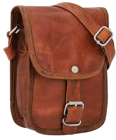 Gusti Handtasche Leder - Willy Damen und Herren Umhängetasche Lederhandtasche Vintage Braun Leder