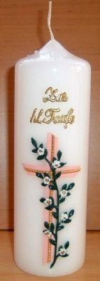 netsells Taufkerze 6 x 18 cm * handverziert * mit Wachsauflagen * rosa