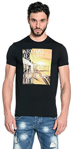 Armani Jeans Short Sleeve Shirt A6H07-Da 12, Black/White, L