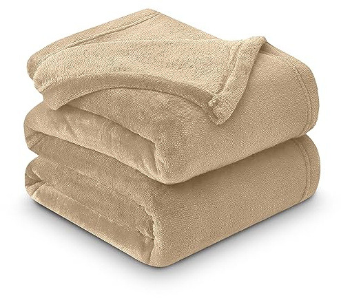 Gaveno Cavailia Super Soft Faux Fur Fleece Plain Throw Blanket, Biscuit, King, 200 x 240 cm