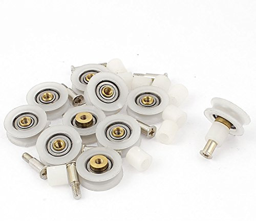 sourcingmap 10pcs roulette porte coulissante placard armoire 22mm Roulement Guide Rond Groove poulie Roue de portail