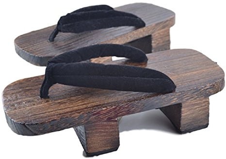 GK-O Mens Japanese Traditional Shoes Geta Wooden Clogs Sandals (9US(27cm)) Black