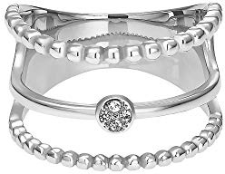 Heideman Ring Damen Unda Edelstahl mit Zirkonia silber gold | Für Frauen zum Kombinieren und Stapeln - hautfreundlich, nickelfrei, schöne Geschenkidee zum Geburtstag oder Jahrestag.