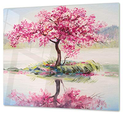 Cubre vitrocerámica y tabla de cortar de cristal templado – Superficie de vidrio templado resistente – UNA PIEZA (60 x 52 cm) o DOS PIEZAS (30 x 52 cm); D13 Serie Dibujos: Dibujo 61