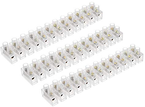 sourcing map Terminal Strip Screw Terminal Barrier Block 20A 12 Position Dual Row Type H Wire Connector 2pcs