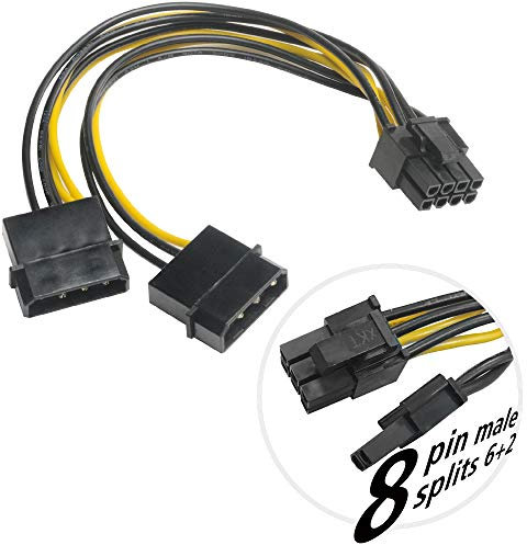 Akasa Stromadapter 4-Pol Molex an PCIe - 15cm - Strom/Netzteil - 0,15 m, AK-CBPW20-15