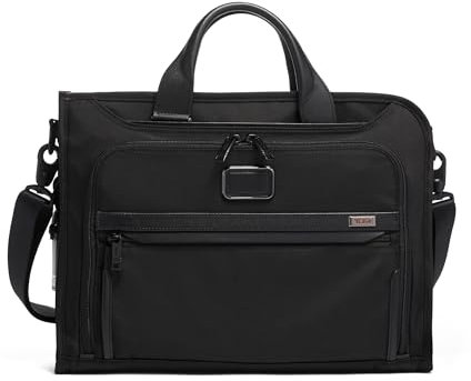 TUMI Schlankes Deluxe-Portfolio – Aktentasche aus ballistischem Nylon für Damen und Herren – stilvolle Organizer-Aktentasche für Business und Reisen, Schwarz, Einheitsgröße