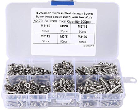 600 Stück M3 Innensechskant- und Rundkopfschrauben aus Edelstahl mit M3 Sechskantmutter