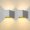 FUPE 2 Stück Wandleuchte Aussen Innen LED Wandlampe Aussen Modern Grau 6W Warmweiss 3000K IP65 Wasserdicht quadratisch Aluminium Wandleuchte Passen Sie den Lichtwinkel an Design Einfache Installation