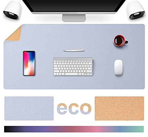 TESOBI Schreibtischunterlage, groß, violett, Naturkork & Leder, doppelseitig, 91,4 x 43,2 cm, Mauspad, glatte Oberfläche, wasserdichte Schreibtischunterlage für Büro/Zuhause/Gaming (91, Violett)
