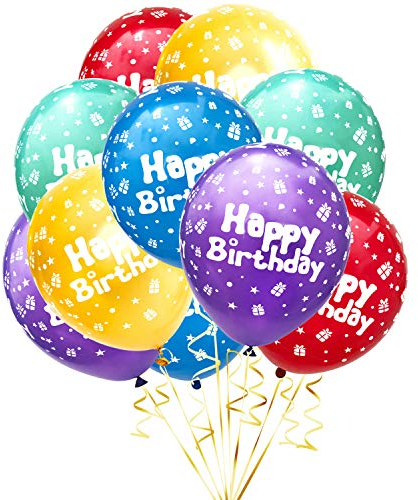 Oblique Unique® 10 Luftballons mit Happy Birthday für Kinder Geburtstag Feier Party Deko Geburtstagsdeko Ballons Bunt (Happy Birthday)