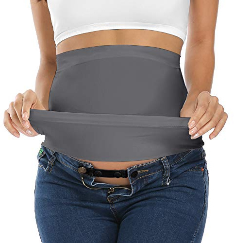Yeshape Belly Bands for Pregnant Women Maternity Band for Pants Postpartum Belly Band Pregnancy Band for Jeans, Dark Gray, 2