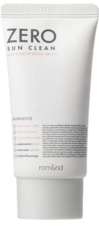 rom&nd ZERO SUN CLEAN 2 tipi, SPF 50+ PA++++ Protezione solare, non grassa, senza incrostazioni bianche, finitura morbida, potente protezione UV, idratante, 50 ml (02 Tone Up)