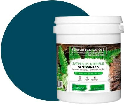 BOX DECO COULEURS Pintura de pared natural ecológica con aspecto satinado interior Natura – 1 l/13 m², color azul pato