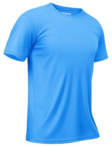 TACVASEN Summer Shirts for Men T Shirt Rash Guard Swimming Top Gym Exercise Active Casual Short Sleeve Tee Azure,2XL