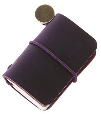 Mini-Leder-Reise-Notizbuch, Nachfüllbares Tagebuch, Miniatur-Notizbuch, Tagebuch für Vintage, Kleine Größe, Reise-Notizbuch, 2 Stück Violett