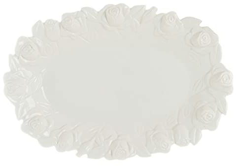 BLANC MARICLO' Plato ovalado color blanco Cerámica Colección Sentimento Fiorito A 31939