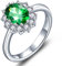 YL Damen Ring 925 Sterling Silber Oval Mai Geburtsstein Grüner Zirkonia Ring Verlobungsring(Größe 58)