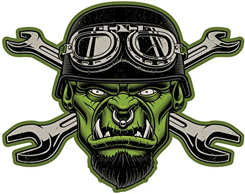 Samunshi Vintage Orc Aufkleber Autoaufkleber für Motorrad Fahrrad Roller oder Auto Sticker Chopper Hot Rod Bopper Enduro Motocross Rockabilly Vintage Retro (10x7cm Vintage Orc)