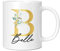 Personalised Letter B Floral Mug Initial with Name, Customised Gift, Gold Effect Printed Letter, NOT Metallic - Ceramic Coffee Cup for Men or Women, Extra Large and Giant Mug, 11oz White Mug