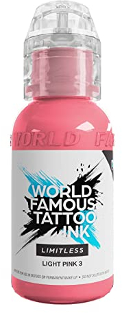 World Famous Tattoo Ink Limitless - Light Pink 3 - Couleur de tatouage professionnelle - Conforme à la norme REACH - 30 ml