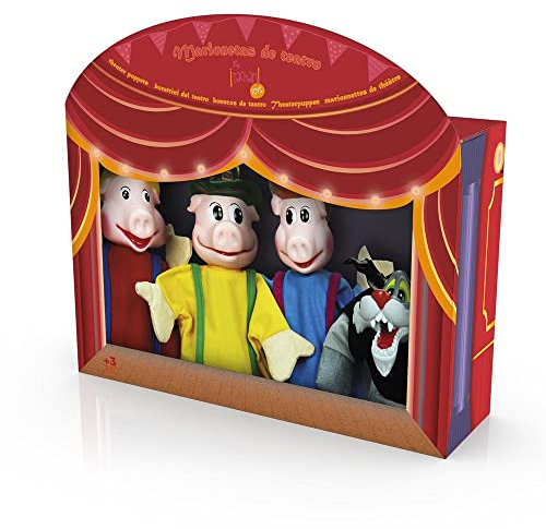 TACHAN - Set 4 Marionetas Infantiles de los 3 cerditos - Juego de Marionetas de Mano - Incluye 4 Personajes de Cuentos Infantiles - Dimensiones de la marioneta 30 cm (CPA Toy Group 749T00540)