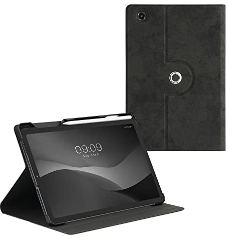 kwmobile Klapphülle kompatibel mit Samsung Galaxy Tab S6 Lite (2024/2022/2020) - Hülle Tablet mit Stifthalter Standfunktion - Cover mit 360° Ständer - Schwarz