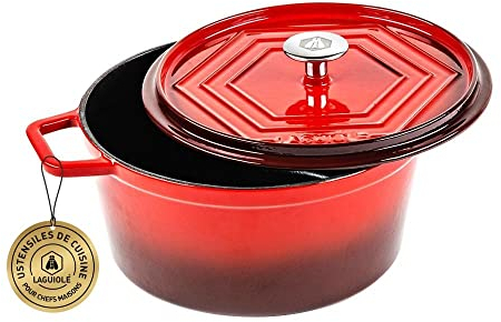 Laguiole - Olla de hierro fundido esmaltado redondo rojo 26 cm - 4,8 L