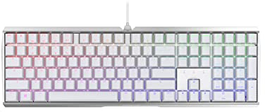 CHERRY MX BOARD 3.0 S, Teclado Mecánico de Gaming con Cable, Distribución de Teclado Europeo (QWERTY), Bastidor Robusto de Aluminio, Iluminación RGB, Switches MX BROWN, Blanco