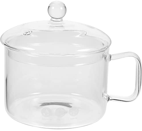 DOITOOL Pentola in Trasparente Per Cucinare, Pentola Per Gas, Pentola Di Con Coperchio Laterale Per Pasta Zuppa Latte Tè (15x13x16cm)