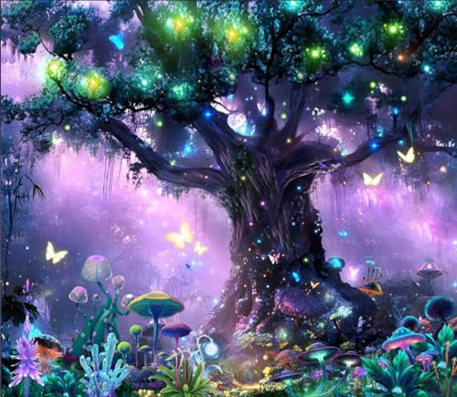 Tri-ppy Tapisserie für Schlafzimmer, ästhetische Wanddekoration, violetter Alice-Pilz-Wandteppich, Hippie-Pflanzenauge, Anime-Kunst, Live-Hintergrund, Poster, Dekor, Wandbehang für Wohnzimmer,