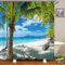 KEPPD 3D Plage Paysage Rideaux De Douche Mer Océan Méditerranée Salle De Bains Rideau Extra Long Tissu Imperméable Baignoire Décor Bain Rideau-XXL 90X200cm Rideau De Douche