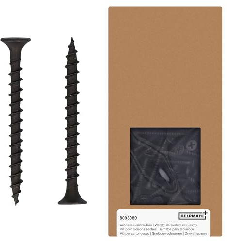 HELPMATE - Rigips Schrauben Trompetenkopf 3,9x45 phosphatiert - Universal-Trockenbauschrauben Kohlenstoffstahl Set 400er mit Kreuzschlitz PH2-Antrieb & Grobgewinde - Zur Befestigung von Rigipsplatten