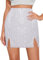 Segreto Damen Glitzer Pailletten Rock Sexy Hohe Taille Schlitz Figurbetont Bleistiftrock Minirock Silber