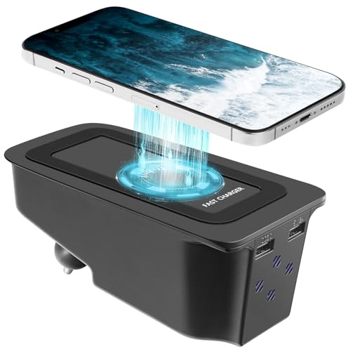 smnuxwm Wireless Car Charger for New XC90/ XC60/ S90/ V90/ V60,15W Fast Charging Wireless Cell Phone Automobile Chargers with QC 3.0 USB Port (Black-No Light)