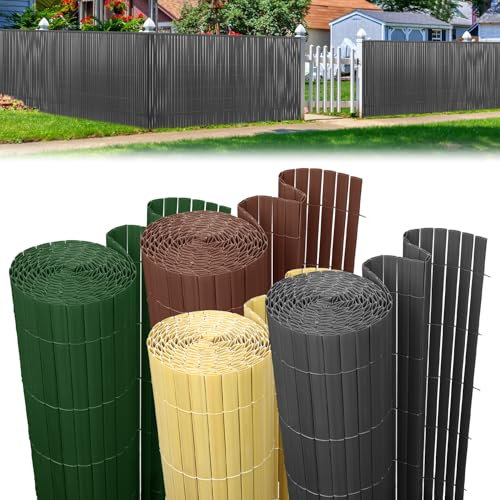 Izrielar PVC Sichtschutzmatte, Sichtschutzzaun 3-Gewicht-Verstärkung, mit Kabelbindern, Windschutz UV-beständig Sichtschutz, Stabil Terrasse Zaun, Balkonsichtschutz Gartenzaun, 120 x 600 cm, Braun
