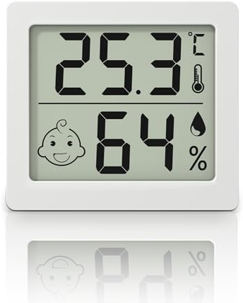 Termometro e igrometro ultrasottile da 3,1 pollici, termoigrometro elettronico per uso domestico per interni, display digitale misuratore monitor di temperatura e umidità (bianco)