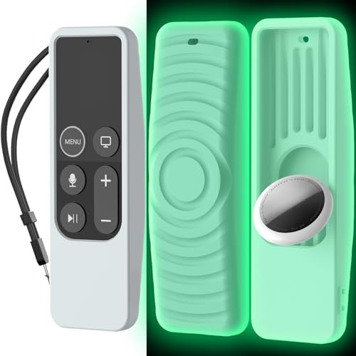 AhaStyle Coque Protectrice pour Apple TV Siri Remote [1ère Gén] avec AirTag Holder, Housse en Silicone Antidérapante Compatible avec Apple TV HD 2016 / Apple TV 4K 2017 [1ère Génération]