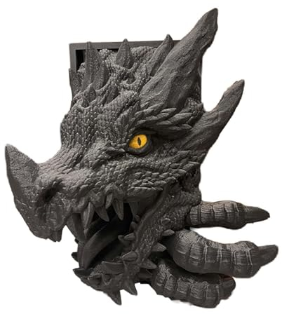 JISADER Drachen Statue Skulptur, Desktop Ornament Buch Regal Halter, Chinesischer Drache Stein Statue, Gartendrachen Figuren Deko, Drachenstatue, Buch Unterstützung für Wohnzimmer Studie Büro