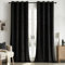 Woaboy Rideaux Occultant Thermique Salon Rideaux et Draperies Chambre Double Velours Panneaux de Rideau Intérieurs Isolant Anti Chaleur/Froid à Oeillets Extensible Lot de 2, 140x245cm Noir