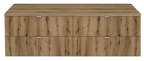 Lomadox Badezimmer Doppelwaschtisch 160cm, Eiche, geringe Tiefe (40cm)