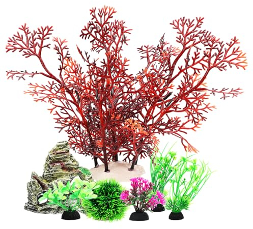 Toddmomy 7stücke Aquarien Dekoration Teilig Künstliche Pflanzen Und Für Fischbecken Aquarium Ohne Erde Pflege Für Betta Goldfisch