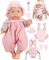 12 Baby Doll Carrier Set for Little Girls Baby Dolls Included Doll Carrier, Bottles,Nipple,Teether,Socks,Hat,Clothes Set First Baby Dolls for Age 3+ Baby Toddlers and Up Girls Chirstmas Gift