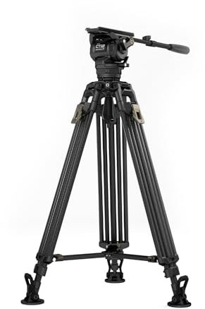 Tilta Video Camera Tripod with 75mm/100mm Bowl Cine Fluid Head, 2-Stage One Touch Carbon Fiber Tripod Legs with Mid-Level Spreader, Max Load 12KG - Space Gray TT-CT12-75-SG