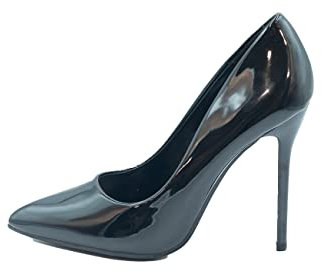 Womens High Heel Pointed Toe Pumps Smart Office Work Courts Shoes Ladies Pumps Party Prom Wedding Bridal Occasion Heeled Court Stiletto Heels Shoes Black Patent