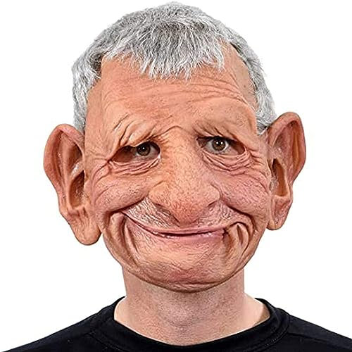 Oellinx Halloween Old Man Mask Realistic Human Face Mask Creepy Latex Mask Halloween Cosplay Costume Party Games Props (M)
