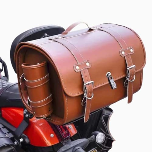 JDUYHS Motorrad Hecktasche für Honda CB150X 2023, Motorrad Topcase Große Kapazität Topcase für Roller Motorrad Werkzeugtasche Leder wasserdichte Packtaschen, B Brown