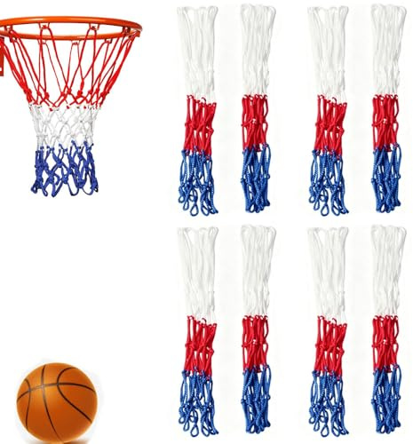 Basketball Netz,Armastuse 8 Stück 3 Farbig Basketball Ersatznetz, für die Innen- und Außenmontage geeignet