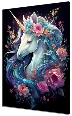 Malen Nach Zahlen Einhorn, DIY Malen nach Zahlen Traum für Anfänger und Erwachsene, Bastelset Erwachsene Paint by Numbers Ölgemälde mit 3 Pinsel, Acrylfarbe für Home Wanddeko (Ohne Rahmen) 60x80cm N-1
